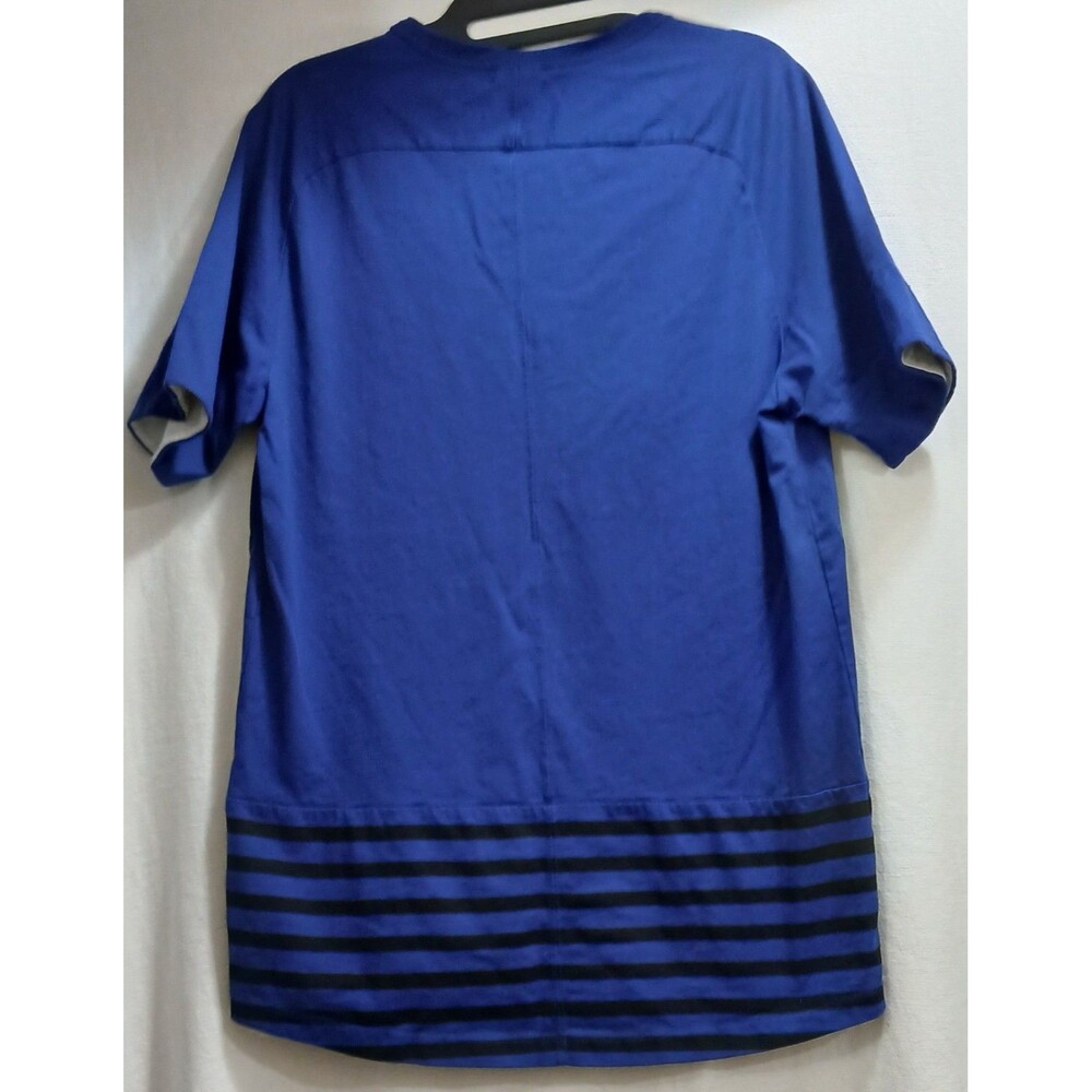 NIKE Calcio Swoosh Series A Football Soccer T-Shirt Blue Striped Bottom Large